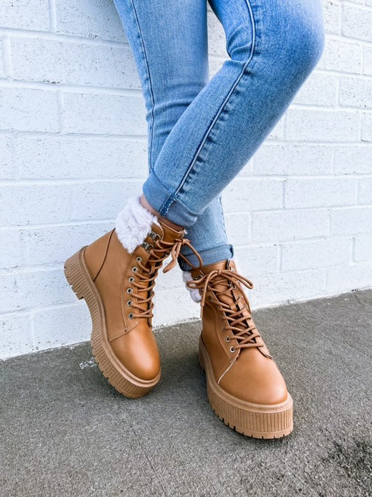 Jessi Lace Up Boot in Tan