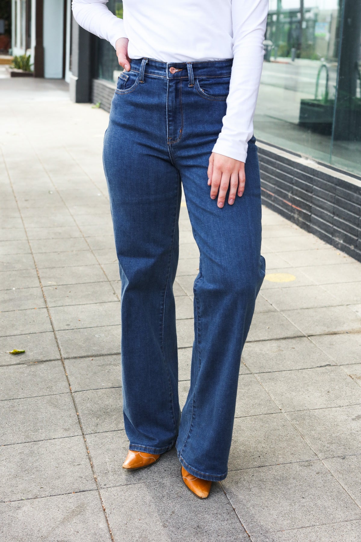 Judy Blue Medium Wash High Waist Wide Leg Jeans