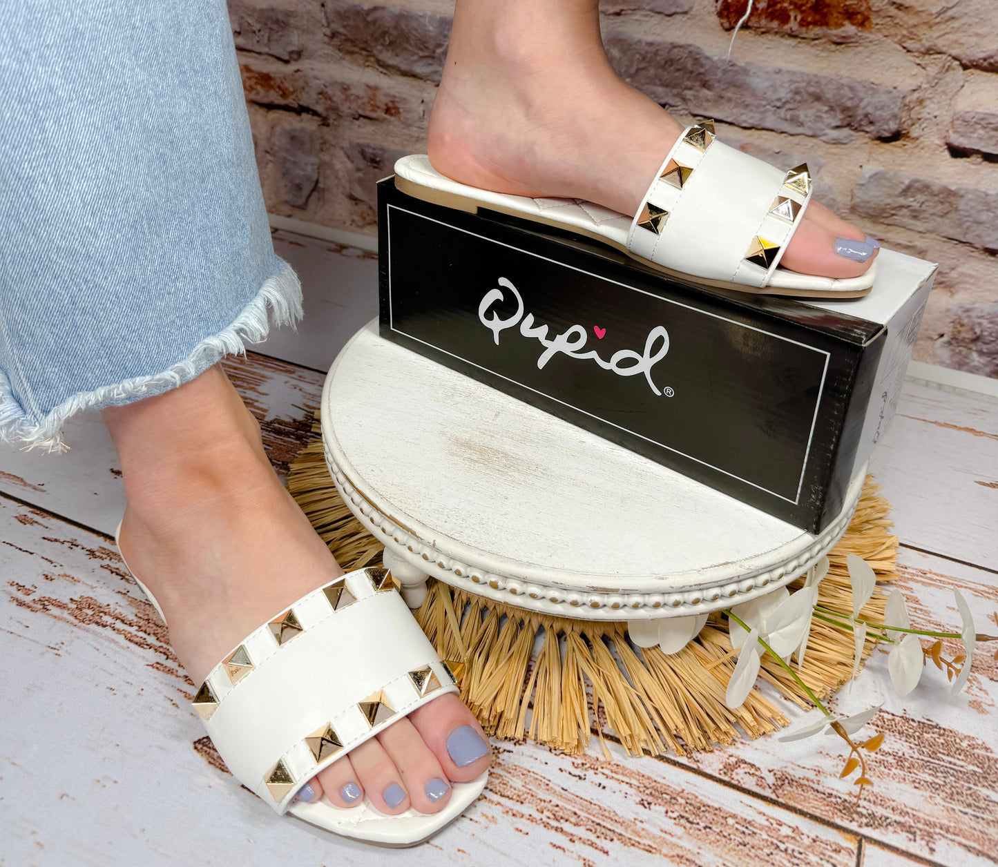 Sutton Studded Sandal in White