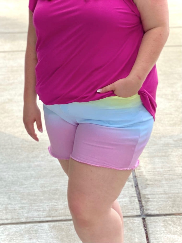 Somewhere Over The Rainbow Judy Blue Shorts