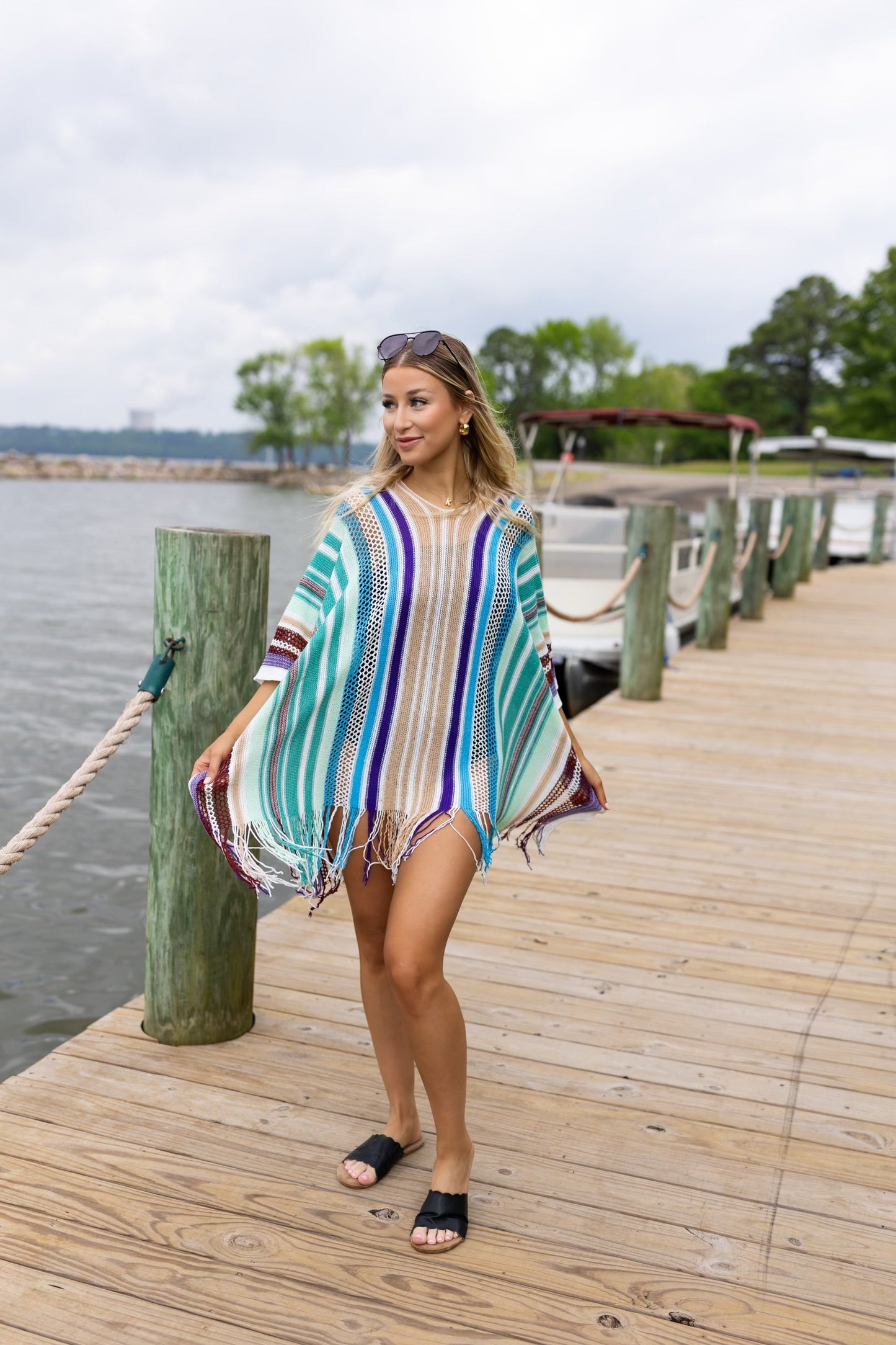 Mariana Striped Poncho w/ Tassels