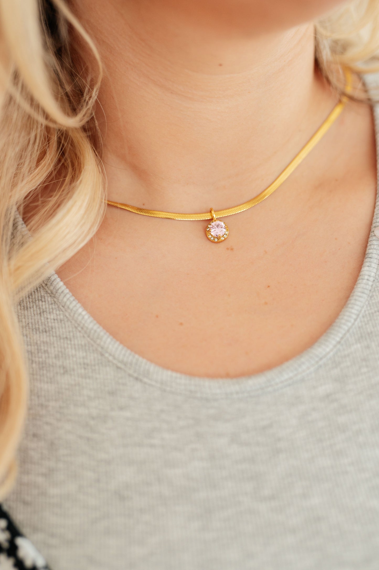 Here to Shine Gold Plated Necklace in Pink