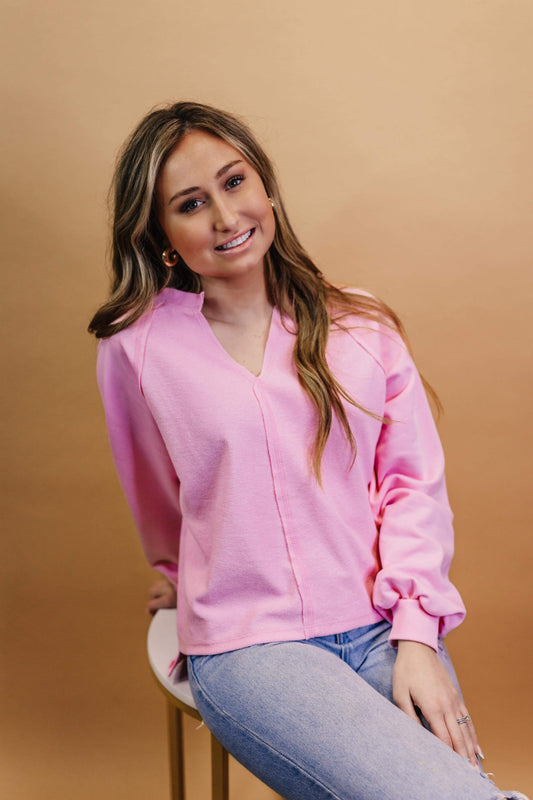 Penny Pink Long Sleeve Knit Top