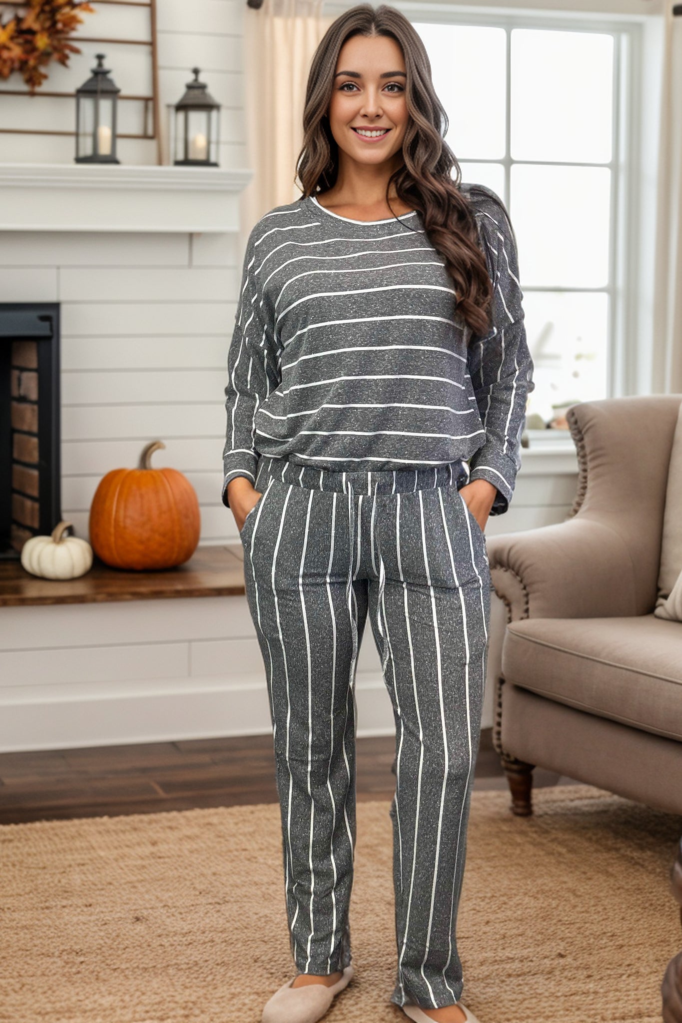 Loungin' in Stripes - Charcoal