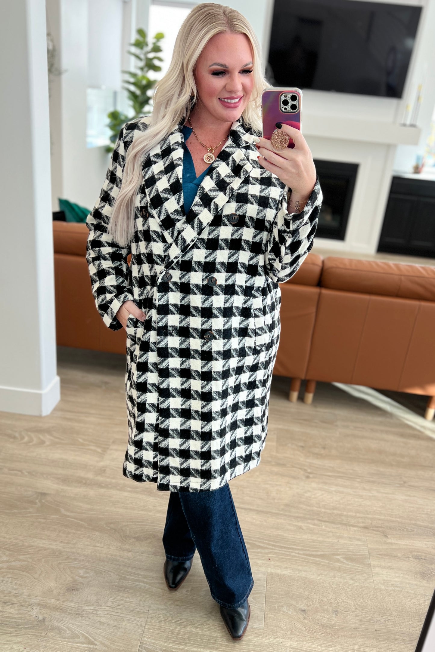 Monochromatic Moment Plaid Coat