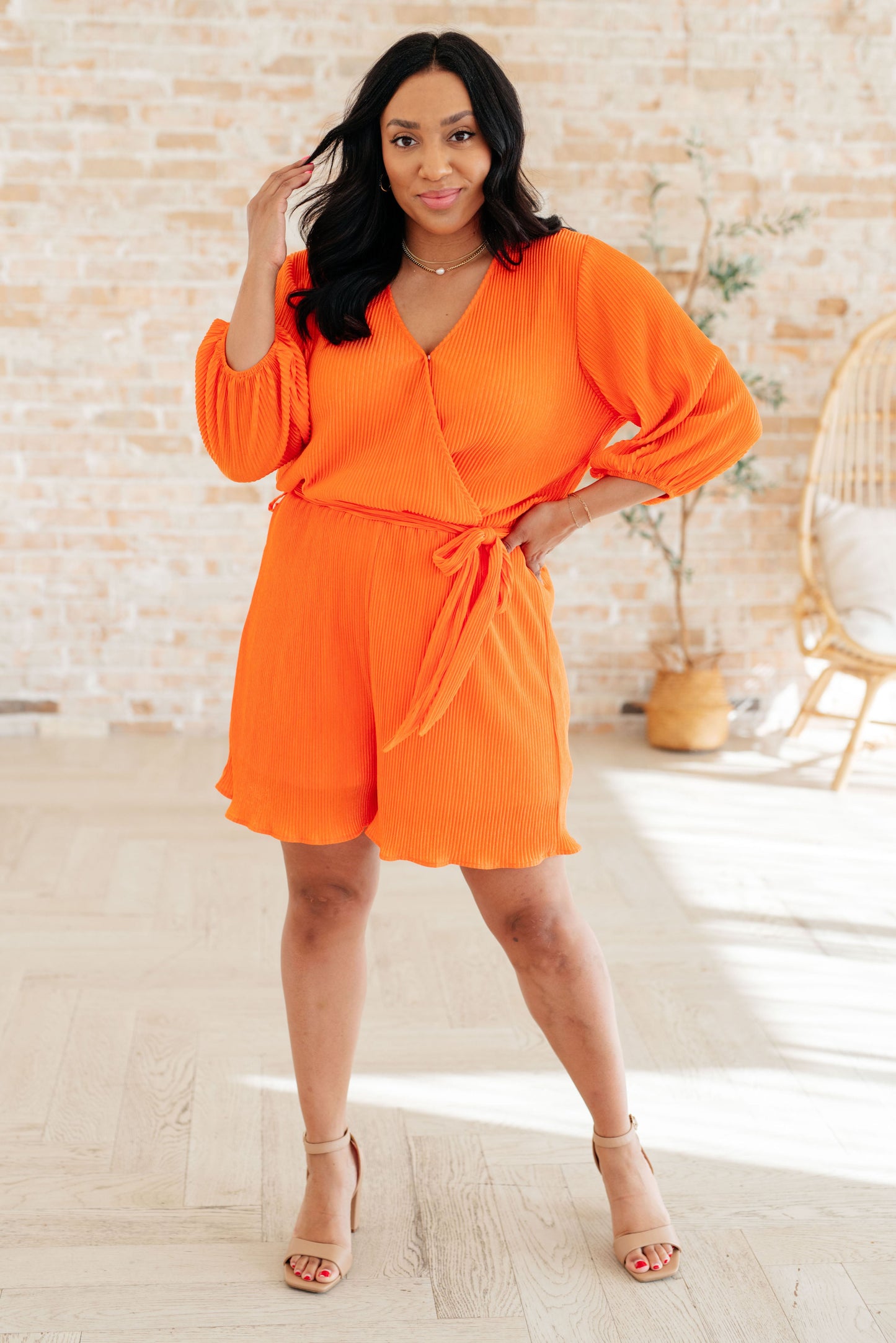 Roll With me Romper in Tangerine