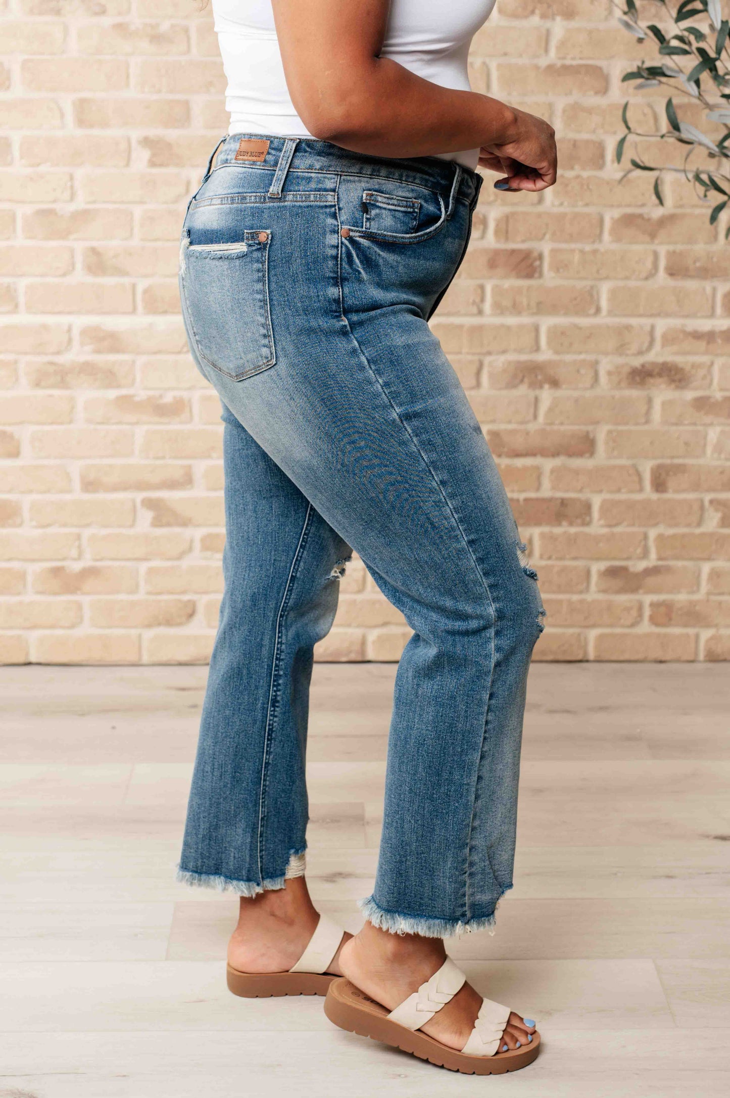 Sammy High Waist Distressed Crop Straight Leg Jeans