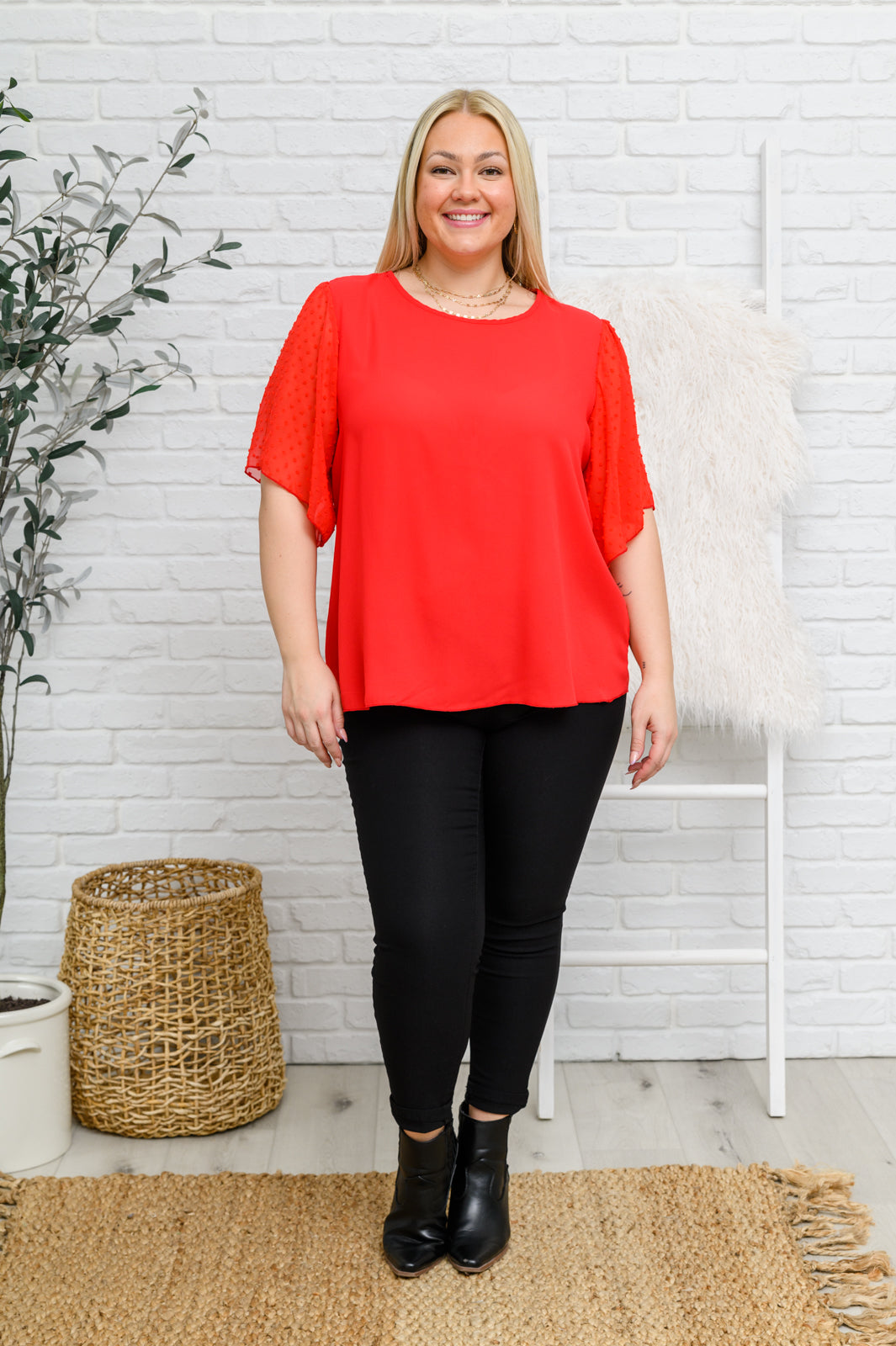 Best Of My Love Short Sleeve Blouse In Red