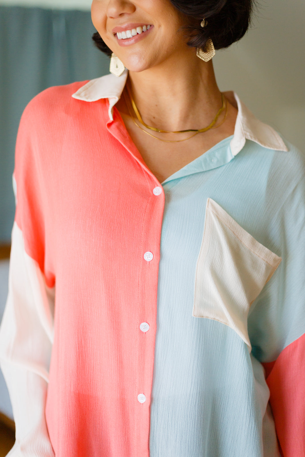 Capture The Day Two Toned Button Up