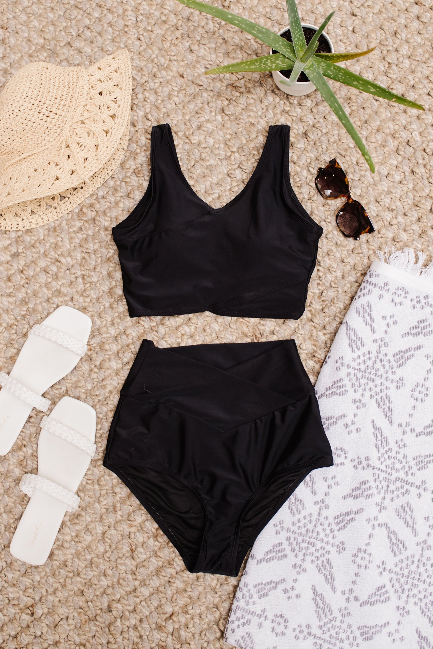 Come Sail Away Swim Top In Black