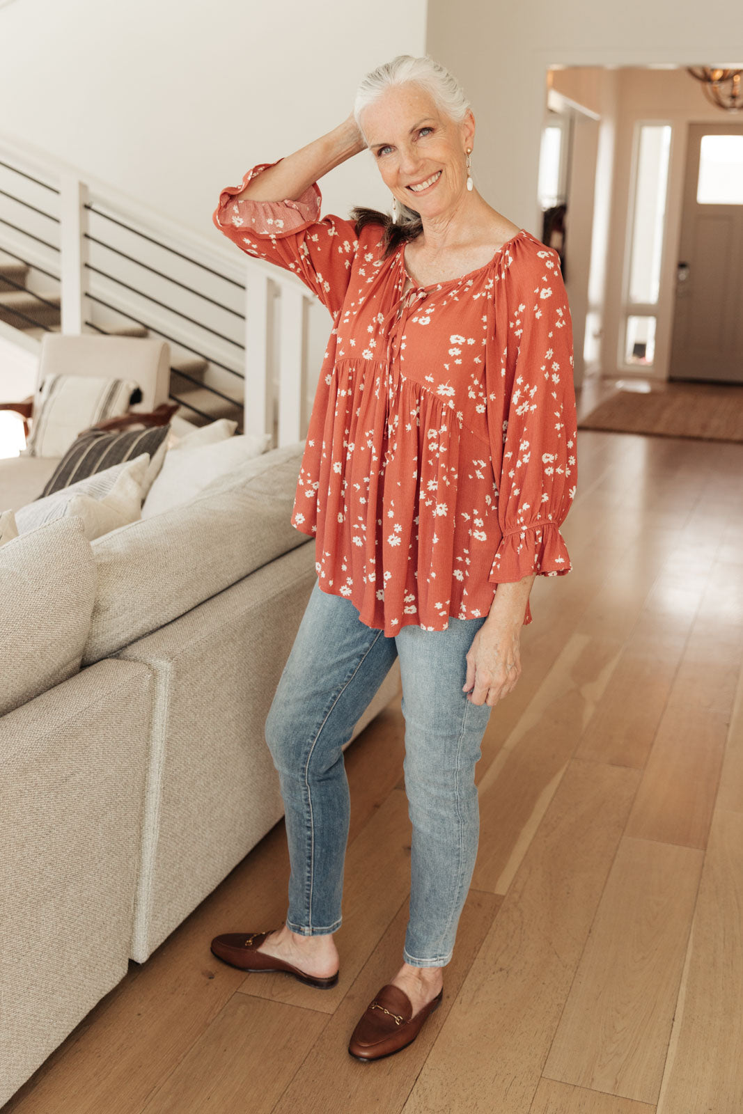 Daisy Flow Blouse In Rust