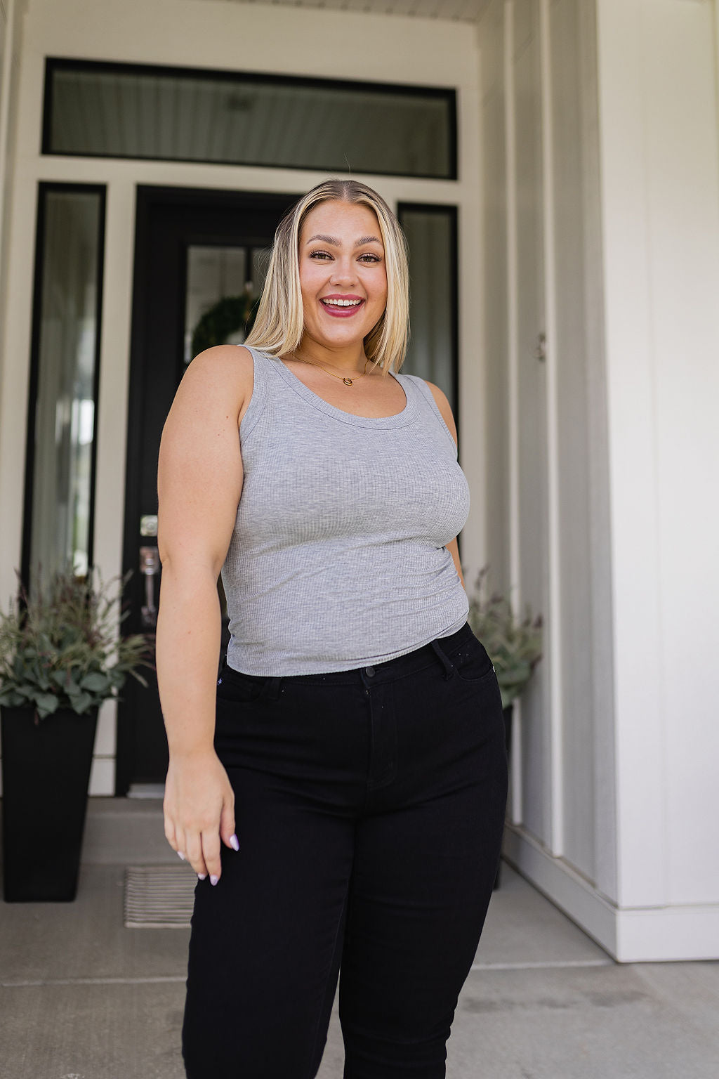 Just One More Ribbed Tank in Heather Grey