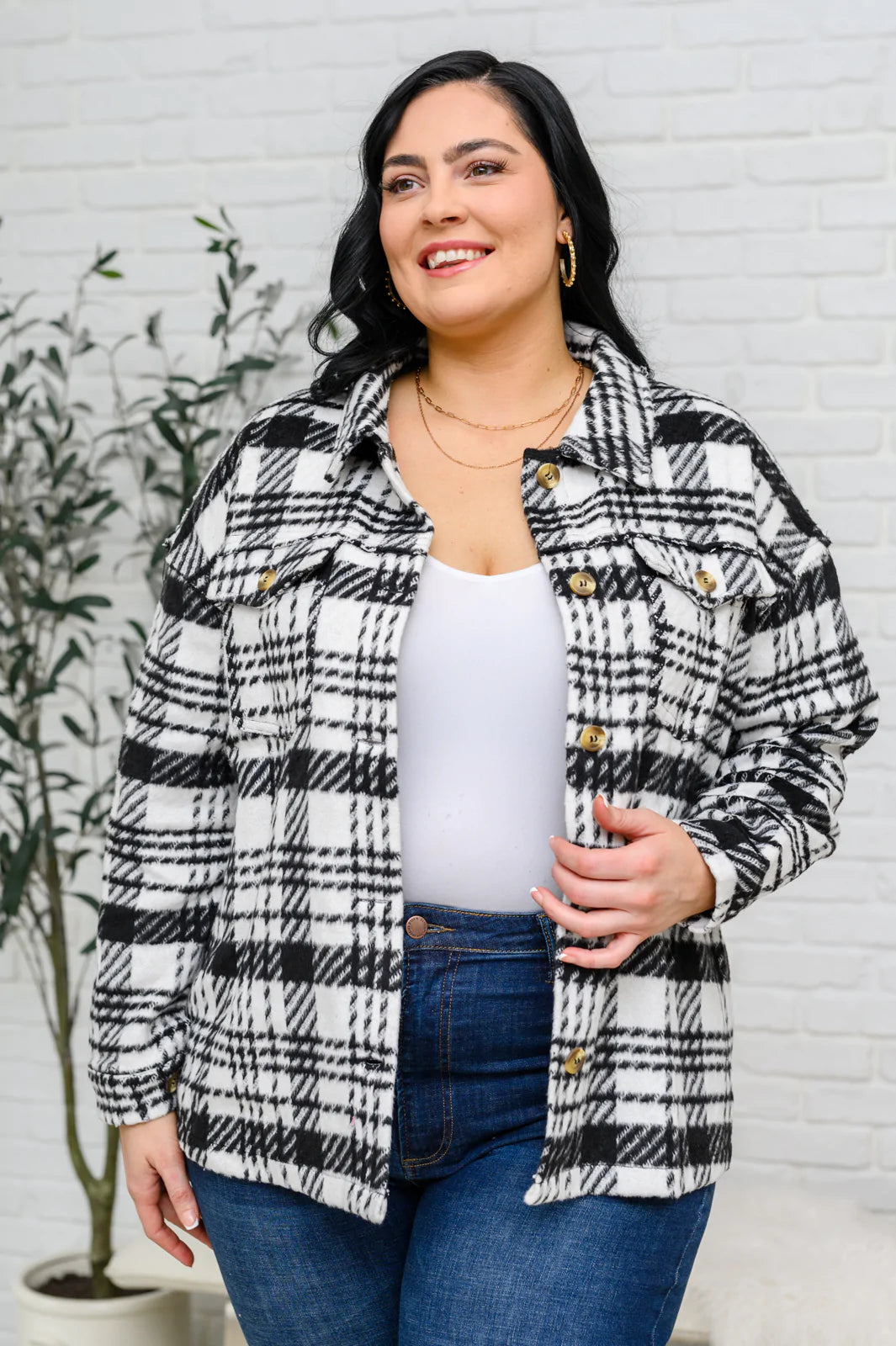 Kate Plaid Jacket in Black & White